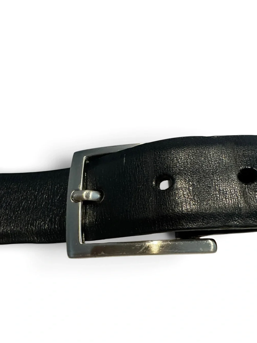 W. KLEINBERG Genuine Leather Smooth Black Strap And Silver Tone Buckle Size 36